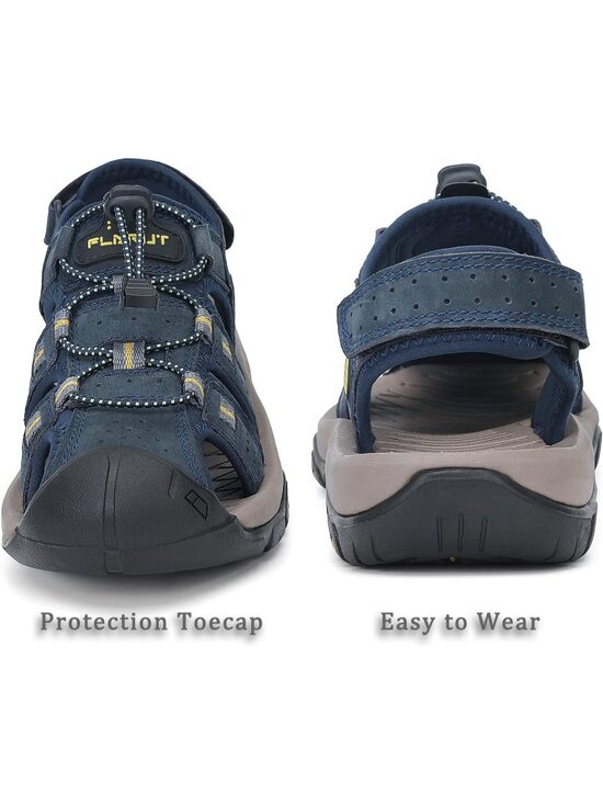 Men\'s Blue Closed Toe Leather Athletic Outdoor Hiking Sport Casual Sandal Shoes main image 6